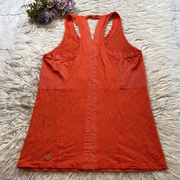 Lululemon Pedal To The Medal Singlet Orange Red Tank sz 4 - Picture 13 of 13